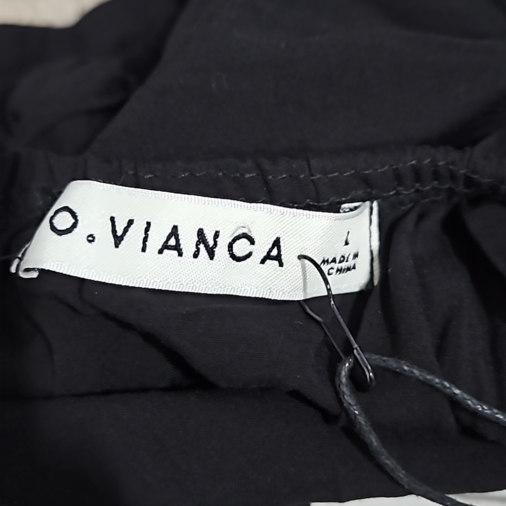 O. Vianca Women's Black A-Line Sequined Chriss-Crossed Back Mini Dress Size L. - Picture 3 of 12